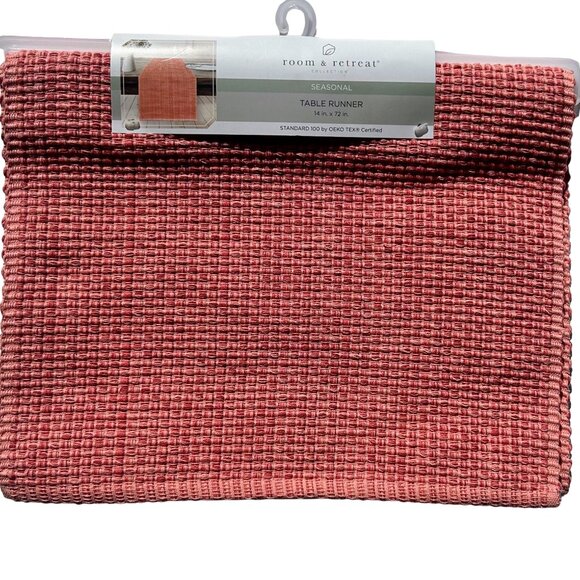 Room & Retreat Table Runner ~ Cotton ~ Coral Color ~ 14x72 inches - Picture 1 of 4